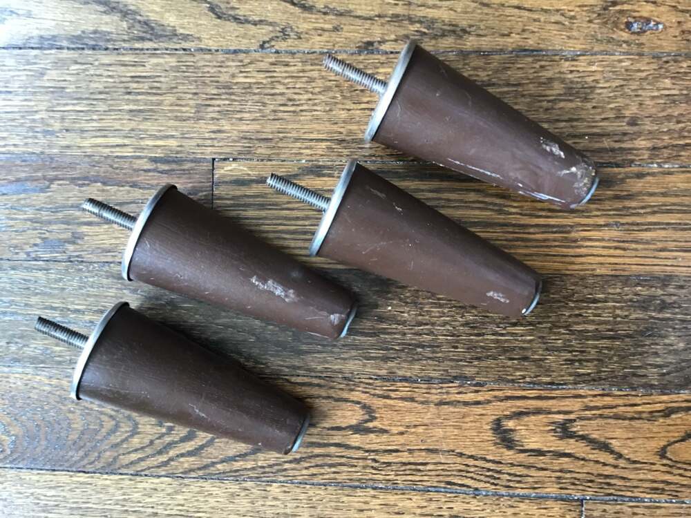 VTG MCM 2” x 4.5” Brown Plastic Tapered Couch Legs with Bolt Attachment (4 pcs)